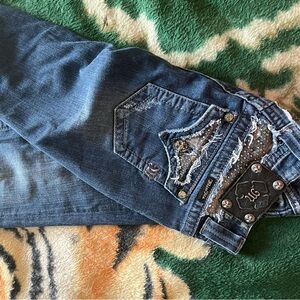 Miss Me Blue Skinny Jeans with Distressed Look